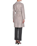 Sueded-Python Belted Trenchcoat, Beige