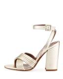 Nora Crisscross Chunky-Heel Sandal, Champagne Gold