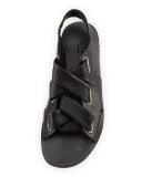 Elda Leather Corset Sandal, Black