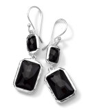 Sterling Silver Wonderland Rectangular Mini-Drop Earrings in Onyx