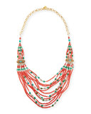 Beaded Multi-Strand Necklace, Red