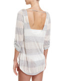 Homespun Striped Scoop-Back Coverup Tunic