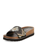 Cava Embroidered Wedge Slide Sandal