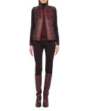 Long-Sleeve Cashmere/Silk Mock-Neck Pullover, Mangosteen/Aubergine
