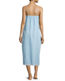 Cross-Dyed Long Gown with Lace-Trim, Pale Blue