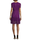 Jacey Lace Short-Sleeve Dress, Garnet