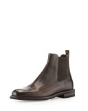 Brogue Leather Chelsea Boot, Brown