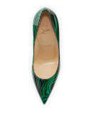 So Kate Marbled Red Sole Pump, Green/Black