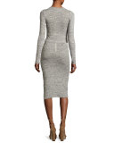 Jori V-Neck Long-Sleeve Crop Top, Gray