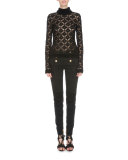 Six-Button Low-Rise Skinny Jeans, Black