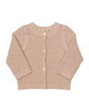 Metallic Wool Crochet Cardigan, Pink, Size 6M-2