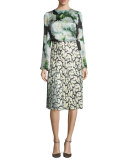 Bell-Sleeve Floral-Print Blouse, White Dahlia