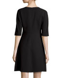 Sonia Half-Sleeve Flared Crepe Dress