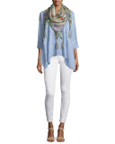 Long-Sleeve Handkerchief Tunic, Periwinkle, Plus Size
