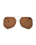 Megalast II Monochromatic Aviator Sunglasses, Gold