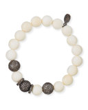 10mm Bone & Pave Diamond Beaded Bracelet