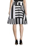 striped a-line midi skirt