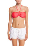 Shimmer DD U Tube Bikini Top, Neon Red
