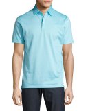 Starlight Fine-Line Polo Shirt, Aqua Blue