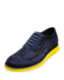 ZeroGrand Suede Wing-Tip Oxford, India Ink