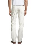 Tonal Paisley Straight-Leg Jeans, Off White