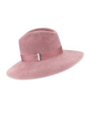 Requiem Handmade Wool Wide-Brim Fedora Hat, Dusty Rose