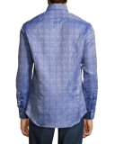 Crosshatched Button-Down Sport Shirt, Navy