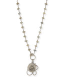Labradorite Wire Wrap Necklace with Diamond Pave Om and Buddha Pendant