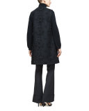 V-Neck Embellished Long Vest, Black