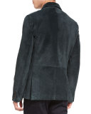 Suede Two-Button Blazer, Pine