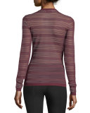 Two-Way Street Sheer Striped Sweater, Plum