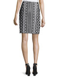 Patrice Embroidered-Print Pencil Skirt