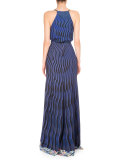 High-Waist Mixed-Print Maxi Skirt, Snuffbox/Blue