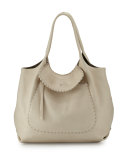 Canotta Hippie Leather Shoulder Bag, Cream