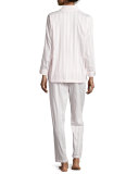 Tina Shadow-Stripe Long-Sleeve Long Pajama Set