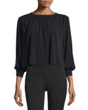 Juniper Shirred Boxy Jersey Top, Black