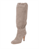 Suede 90mm Knee Boot, Ship Gray