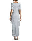 Short-Sleeve Ruched Jersey Maxi Dress 