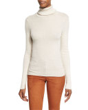 Roberta Long-Sleeve Ribbed Wool Sweater, Cream