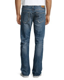 Geno Distressed Straight-Leg Jeans, Blue Misfit