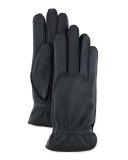 Leather Gloves with Cashmere Lining, Black 