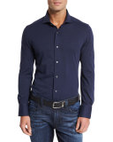 Jersey Knit Sport Shirt, Navy