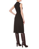Sleeveless Faux-Wrap Dress, Date