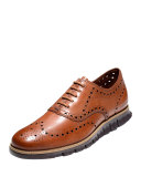 Zerogrand Leather Wing-Tip Oxford, British Tan