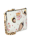 Burned Floral-Print Clutch Bag, Multicolor