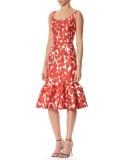 Printed Sleeveless Flounce Dress, Poppy Red