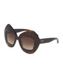 Exaggerated Cat-Eye Sunglasses, Havana