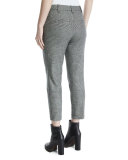 Glen Plaid Cigarette Cuffed Pants, Black