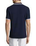 Erick Piqué Polo Shirt with Contrast Tipping, Navy