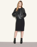 Sleeveless Jewel-Neck Ponte Sheath Dress, Black